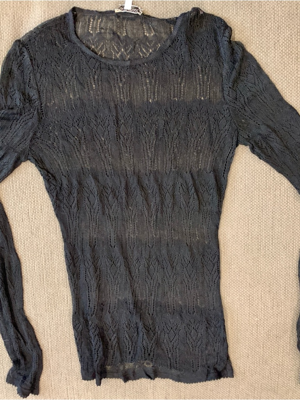 Vintage Armani Sheer Black Knit Long Sleeve Top